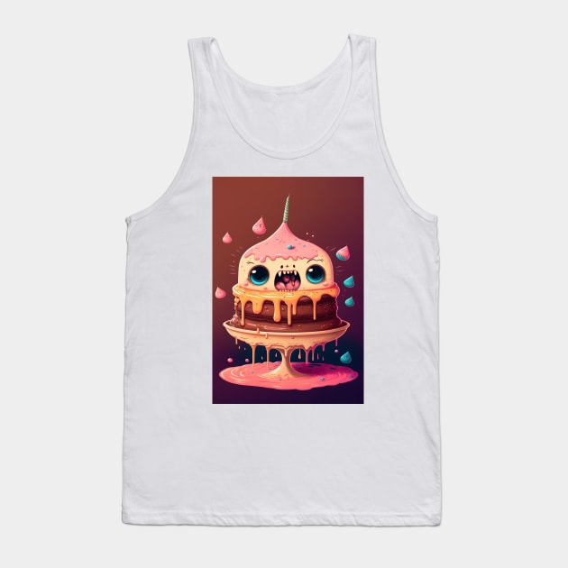 Cake Caricature - January 1st - Yearlong Psychedelic Cute Cakes Collection - Birthday Party - Delicious Dripping Paint, Bright Colors, and Big Adorable Smiles Tank Top by JensenArtCo